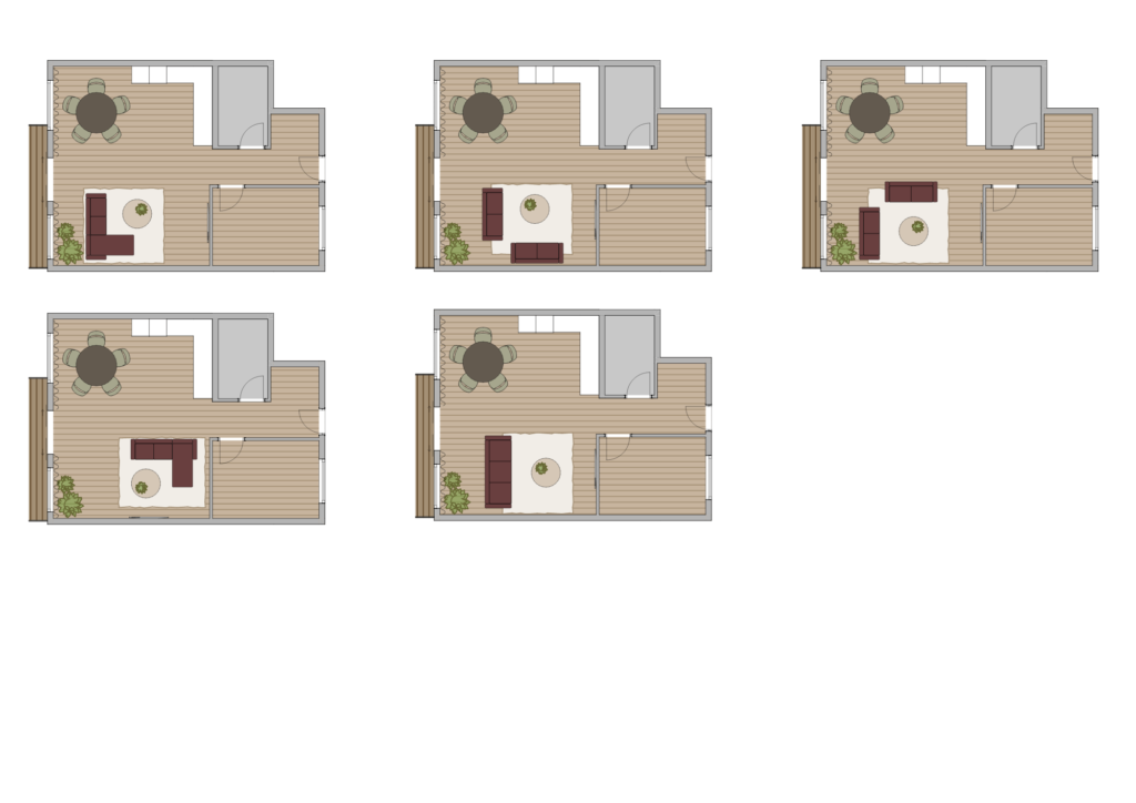 Plantegninger plassering sofa